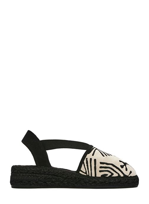 Kastamonu Taş Baskı Kadın Siyah Desenli Espadril 25SFD20816F - Görsel 3