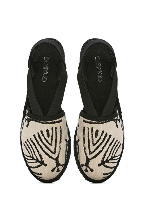 Kastamonu Taş Baskı Kadın Siyah Desenli Espadril 25SFD20816F - Görsel 9