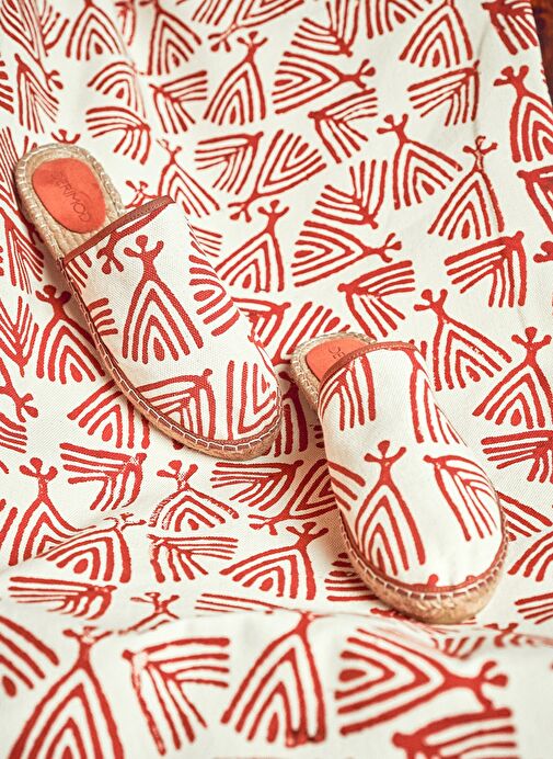 Kastamonu Taş Baskı Kadın Taba Desenli Espadril Terlik 25SFD20806F - Görsel 3