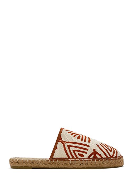 Kastamonu Taş Baskı Kadın Taba Desenli Espadril Terlik 25SFD20806F - Görsel 5
