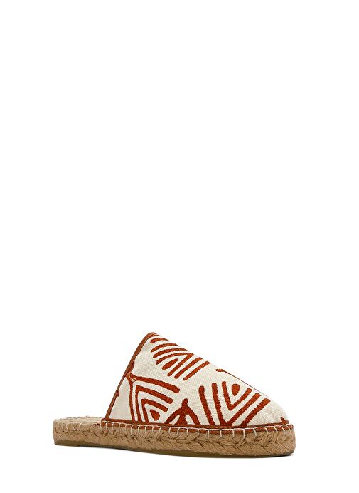 Kastamonu Taş Baskı Kadın Taba Desenli Espadril Terlik 25SFD20806F - Görsel 9