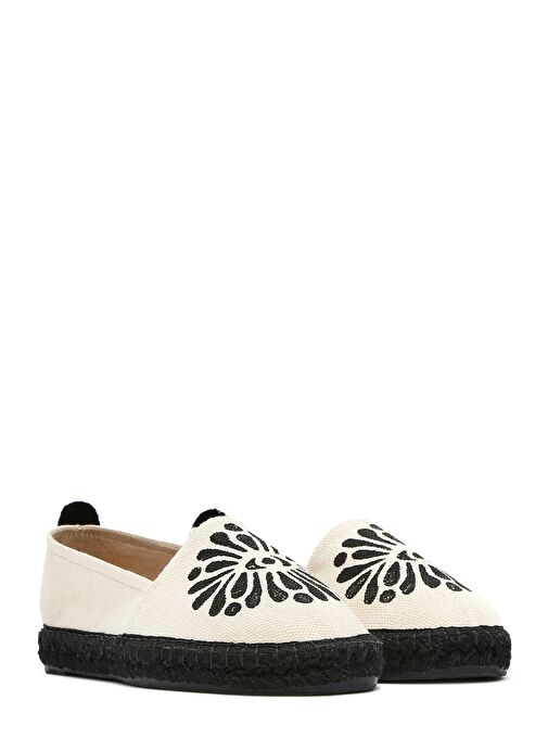 Kastamonu Taş Baskı Kadın Siyah Desenli Espadril 25SFD20826F - Görsel 4