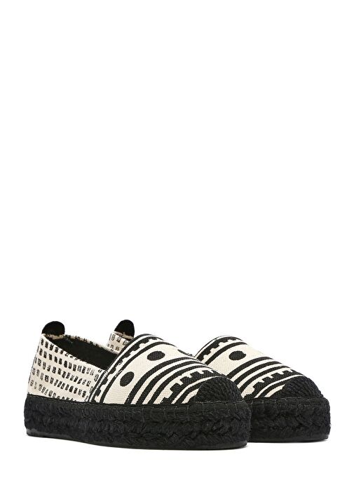 Kastamonu Taş Baskı Kadın Siyah Desenli Espadril 25SFD20836F - Görsel 4