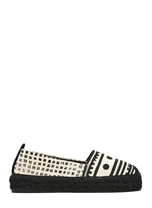 Kastamonu Taş Baskı Kadın Siyah Desenli Espadril 25SFD20836F - Görsel 5