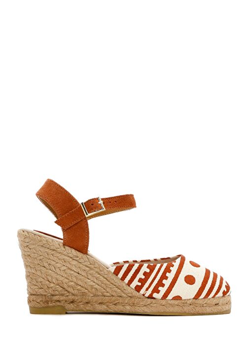 Derimod Derimod Kastamonu Taş Baskı Kadın Taba Desenli Dolgu Topuklu Espadril Sandalet 25SFD20846F Casual Ayakkabı | Boyner Taba - 3. görsel