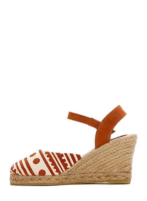 Derimod Derimod Kastamonu Taş Baskı Kadın Taba Desenli Dolgu Topuklu Espadril Sandalet 25SFD20846F Casual Ayakkabı | Boyner Taba - 6. görsel