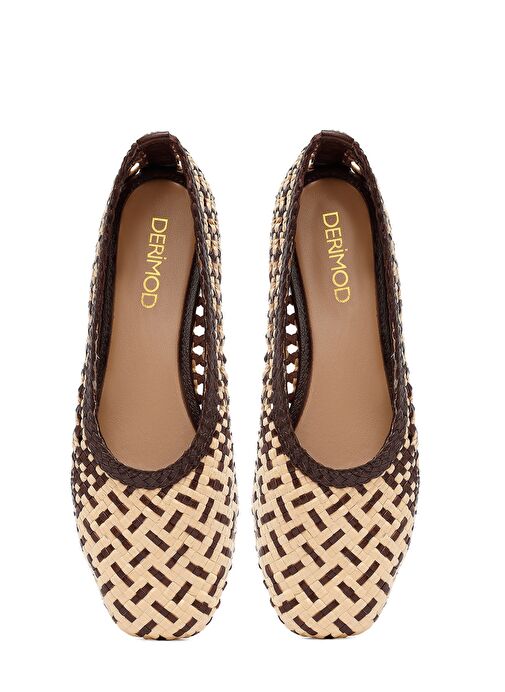 Kadın Kahverengi Hasır Deri Babet 25SFD5512M7 - Görsel 8