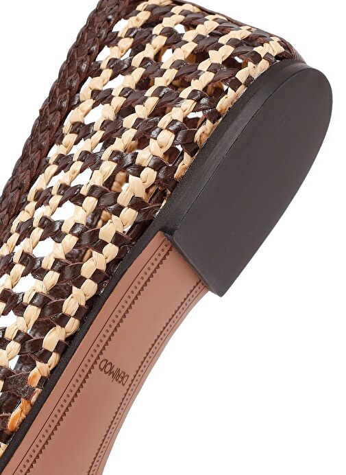 Kadın Kahverengi Hasır Deri Babet 25SFD5512M7 - Görsel 9