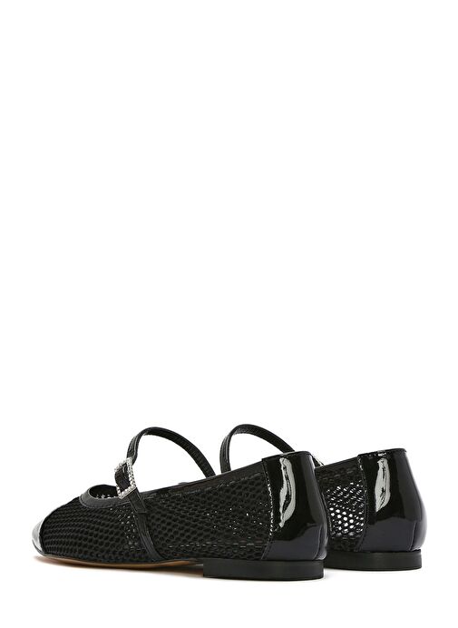 Kadın Siyah Bantlı Deri Babet 25SFD140314 - Görsel 6