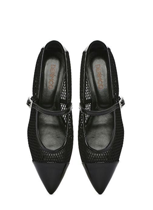 Kadın Siyah Bantlı Deri Babet 25SFD140314 - Görsel 8