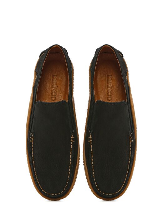 Erkek Siyah Nubuk Deri Casual Loafer 25SFD8000V3 - Görsel 8