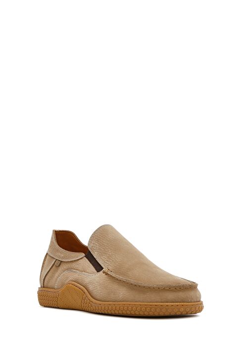 Erkek Bej Nubuk Deri Casual Loafer 25SFD8000V3 - Görsel 7