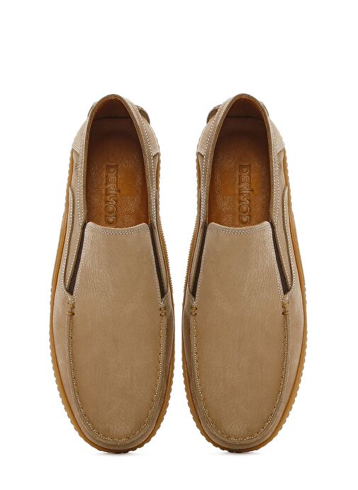 Erkek Bej Nubuk Deri Casual Loafer 25SFD8000V3 - Görsel 8