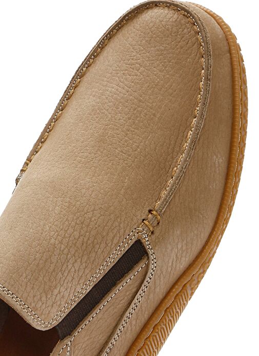 Erkek Bej Nubuk Deri Casual Loafer 25SFD8000V3 - Görsel 9