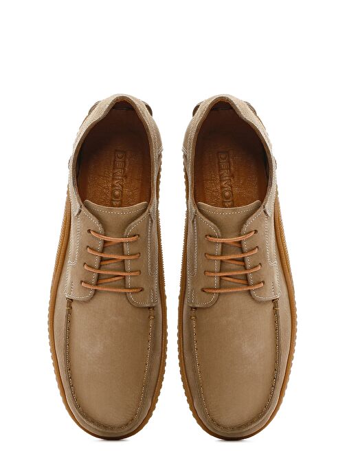 Erkek Bej Bağcıklı Nubuk Deri Casual Ayakkabı 25SFD8001V3 - Görsel 8