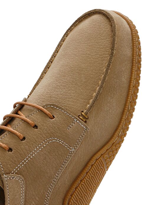 Erkek Bej Bağcıklı Nubuk Deri Casual Ayakkabı 25SFD8001V3 - Görsel 9