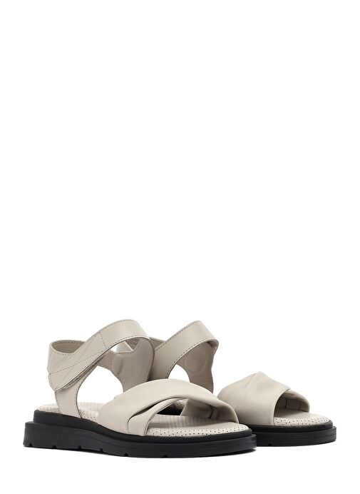 Derimod Derimod Kadın Gri Bantlı Deri Sandalet 25SFD362218 Sandalet & Terlik | Boyner Gri - 4. görsel