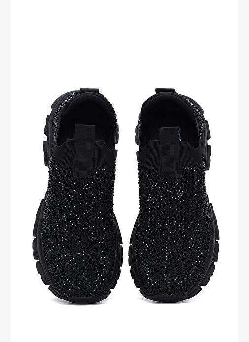 Derimod Zero Kadın Siyah Kalın Tabanlı Taşlı Kumaş Sneaker 25AFD43016F - Görsel 4
