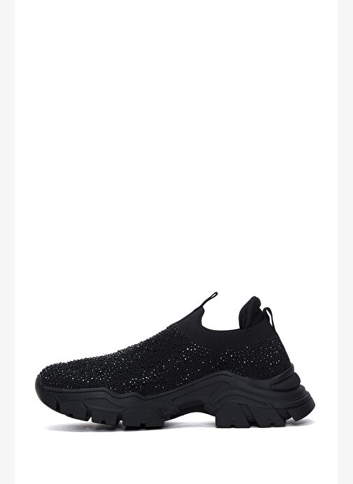 Derimod Zero Kadın Siyah Kalın Tabanlı Taşlı Kumaş Sneaker 25AFD43016F - Görsel 3