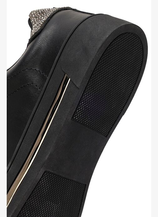 Kadın Siyah Bağcıklı Taşlı Sneaker 25AFD430318 - Görsel 9