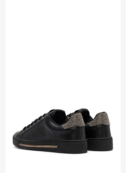 Kadın Siyah Bağcıklı Taşlı Sneaker 25AFD430318 - Görsel 6