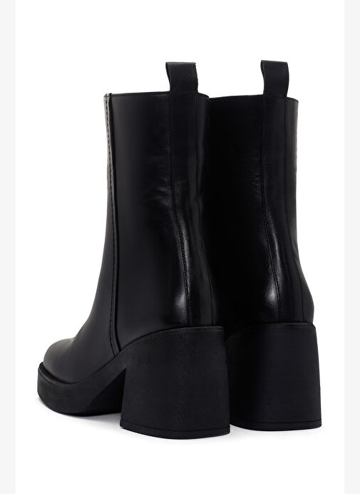 Kadın Siyah Kalın Topuklu Fermuarlı Deri Bot 25WFD201018 - Görsel 8