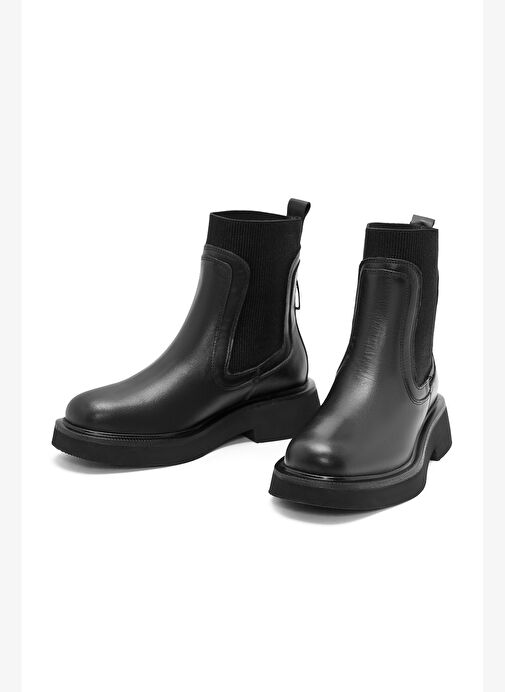 Kadın Siyah Deri Chelsea Bot 25WFD200318 - Görsel 4