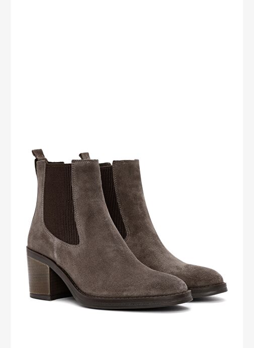 Kadın Vizon Topuklu Süet Deri Kovboy Bot 25WFD200610 - Görsel 6