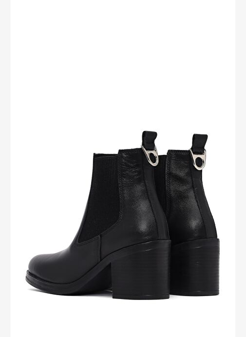 Kadın Siyah Kalın Topuklu Deri Kovboy Bot 25WFD200618 - Görsel 8