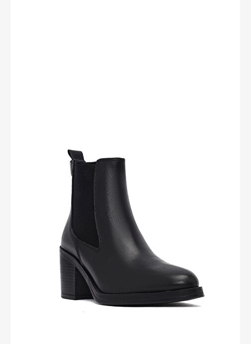 Kadın Siyah Kalın Topuklu Deri Kovboy Bot 25WFD200618 - Görsel 9