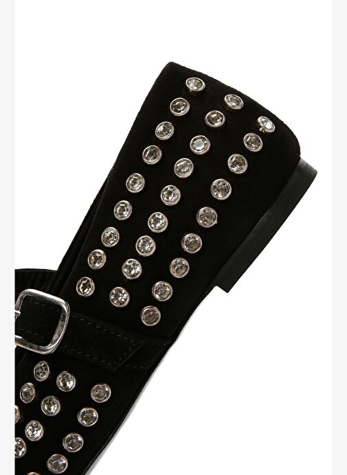 Kadın Siyah Taşlı Deri Babet 25AFD140014 - Görsel 8