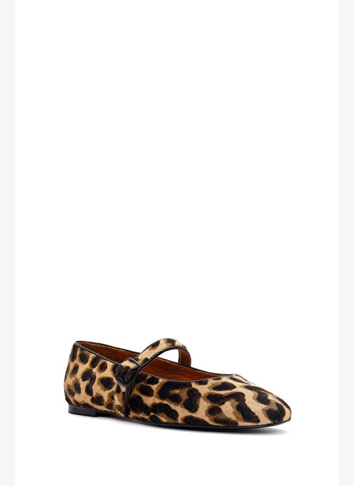 Kadın Leopar Tokalı Deri Babet 25AFD1401W2 - Görsel 9