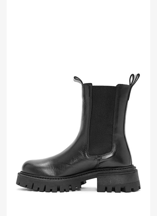 Kadın Siyah Kalın Tabanlı Deri Chelsea Bot 25WFD140318 - Görsel 3