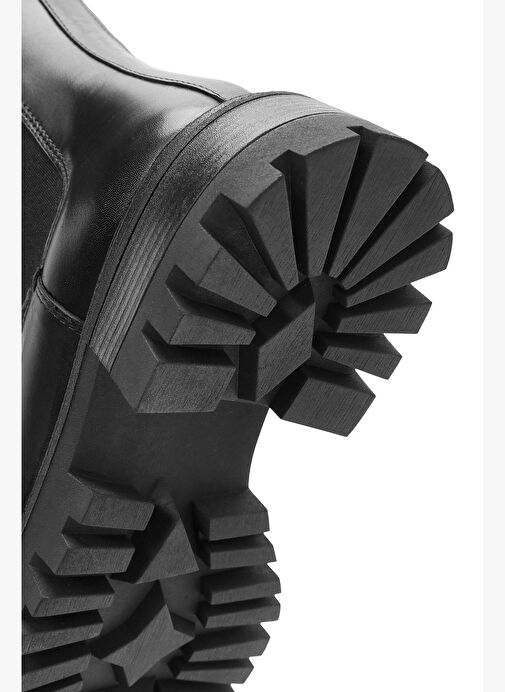 Kadın Siyah Kalın Tabanlı Deri Chelsea Bot 25WFD140318 - Görsel 9