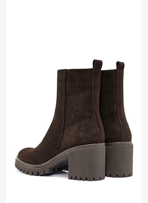 Kadın Kahverengi Fermuarlı Topuklu Süet Deri Bot 25WFD200910 - Görsel 8