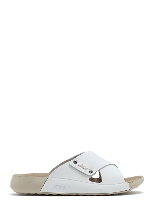 Kadın Beyaz Deri Comfort Terlik 25SFD501018 - Görsel 2