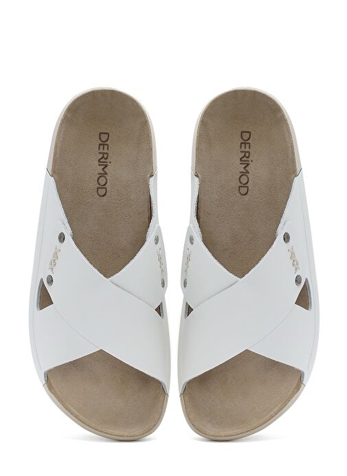 Kadın Beyaz Deri Comfort Terlik 25SFD501018 - Görsel 8