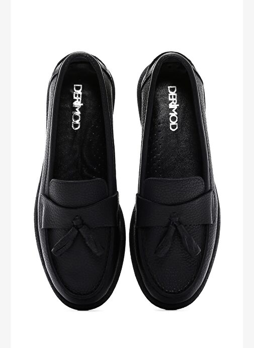 Kadın Siyah Püsküllü Deri Comfort Loafer 25AFD1502FT - Görsel 7