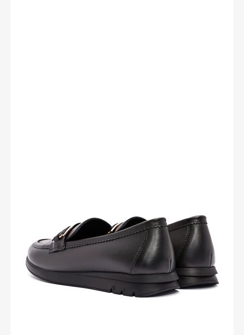 Kadın Siyah Toka Detaylı Deri Comfort Loafer 25AFD150418 - Görsel 6