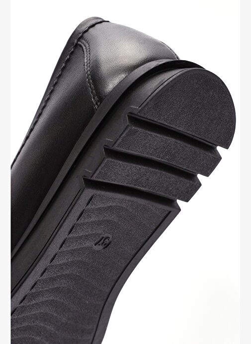 Kadın Siyah Toka Detaylı Deri Comfort Loafer 25AFD150418 - Görsel 9