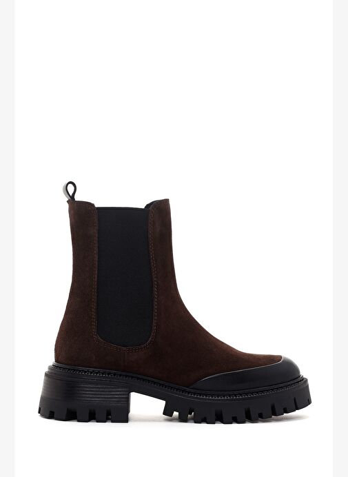 Kadın Kahverengi Kalın Tabanlı Süet Deri Chelsea Bot 25WFD150710 - Görsel 2