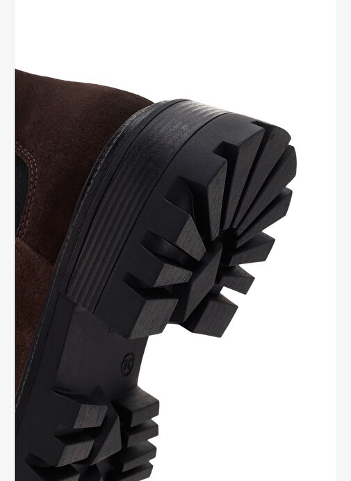 Kadın Kahverengi Kalın Tabanlı Süet Deri Chelsea Bot 25WFD150710 - Görsel 9