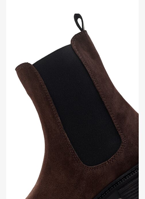 Kadın Kahverengi Kalın Tabanlı Süet Deri Chelsea Bot 25WFD150710 - Görsel 8