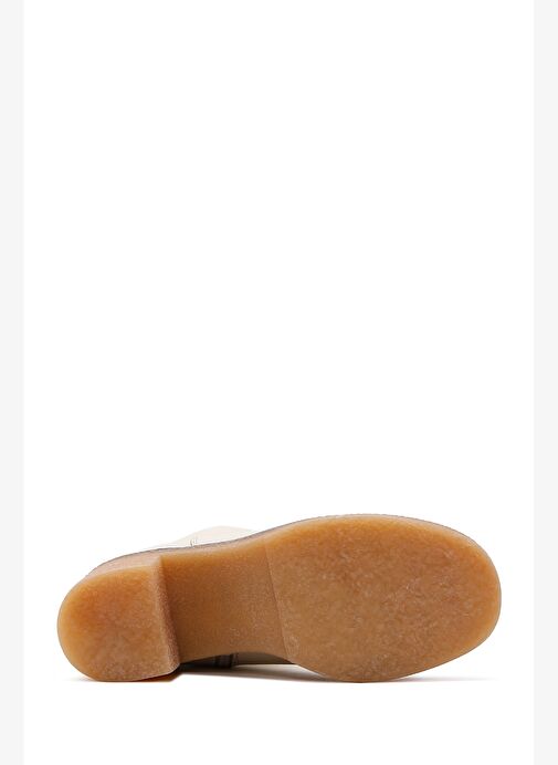 Kadın Krem Fermuarlı Kısa Topuklu Deri Bot 25WFD1513FT - Görsel 7