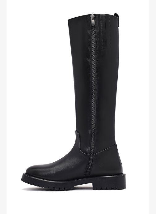 Kadın Siyah Fermuarlı Deri Çizme 25WFD152018 - Görsel 5