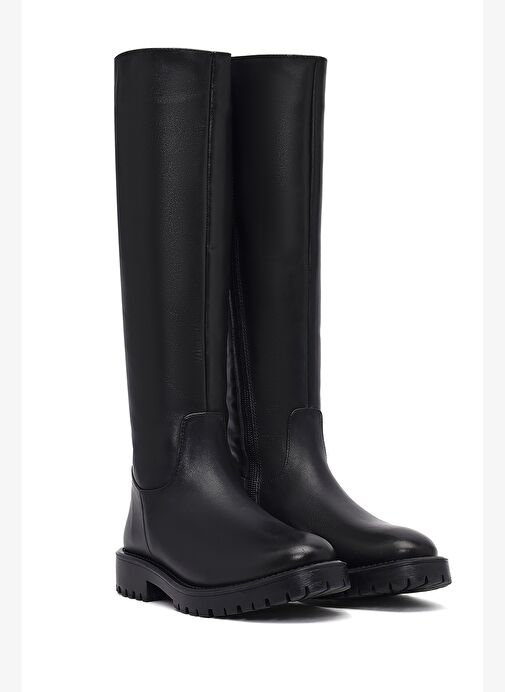 Kadın Siyah Fermuarlı Deri Çizme 25WFD152018 - Görsel 6