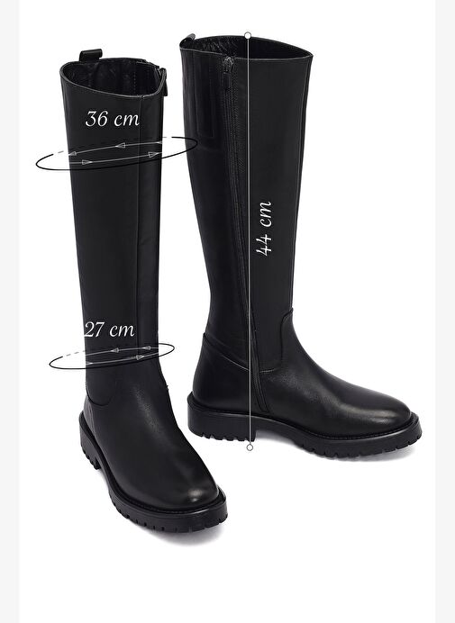 Kadın Siyah Fermuarlı Deri Çizme 25WFD152018 - Görsel 3