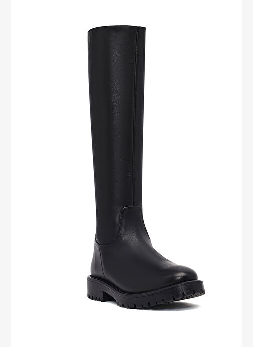 Kadın Siyah Fermuarlı Deri Çizme 25WFD152018 - Görsel 9