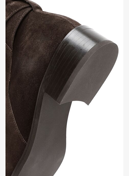 Kadın Kahverengi Fermuarlı Süet Deri Bot 25WFD150910 - Görsel 9