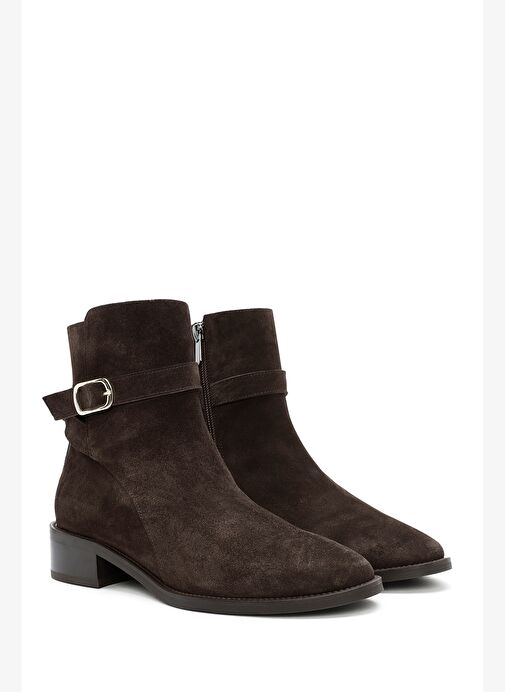 Kadın Kahverengi Fermuarlı Süet Deri Bot 25WFD150910 - Görsel 5